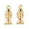 Ocean Theme Brass Micro Pave Cubic Zirconia Charms, Long-Lasting Plated, Nickel Free, Real 18K Gold Plated, Fish, 14x5.5x3.5mm, Hole: 1.2mm