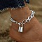 Alloy Lock Charm Twisted Chain Anklets, Platinum, 9-1/4 inch(235mm)