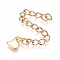 304 Stainless Steel Chain Extender, Curb Chain, with Charms, Heart, Golden, 58mm, Link: 4x3x0.5mm, Link: 4x3x0.5mm