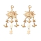 Alloy Sun Chandelier Earrings for Women, Golden, 115x48mm