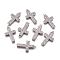 Tarnish Resistant 304 Stainless Steel Pendants, Hammered Cross, Stainless Steel Color, 25x12.5x2.5mm, Hole: 2mm
