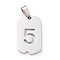 Non-Tarnish 304 Stainless Steel Pendants, Rectangle with Number, Stainless Steel Color, Num.5, 27.5x14.5x1.5mm, Hole: 7.5x3mm
