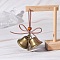 Iron Bell & Tibetan Style Alloy Pendant Decorations, Wood Beads and Faux Suede Cord Hanging Ornaments, Key, 108x97x38mm