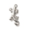 Anti-Tarnish 304 Stainless Steel Pendants, Gecko Charm, Stainless Steel Color, 27x12x3.4mm, Hole: 2mm