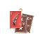 Western Cowboy Theme Alloy Enamel Pendants, Golden, Playing Cards with Pistol, 30x28x1mm, Hole: 2mm