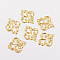 201 Stainless Steel Filigree Joiners Links, Flower, Real 18K Gold Plated, 15.5x13x1mm, Hole: 3x3.5mm