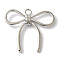 Rack Plating Alloy Pendants, Cadmium Free & Nickel Free & Lead Free, Bowknot, Platinum, 32x35.5x6mm, Hole: 3mm