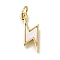 Brass Micro Pave Cubic Zirconia Pendants, Cadmium Free & Lead Free, with Shell, Real 16K Gold Plated, Lightning with Jump Ring, Real 16K Gold Plated, 17x8.5x2mm