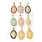 Brass Enamel Pendants, Oval with Virgin Mary Charm, Lead Free & Cadmium Free, Long-Lasting Plated, Real 18K Gold Plated, Mixed Color, 20x13x3mm, Hole: 5x3.5mm