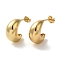 Rack Plating Brass Curved Midi Stud Earrings, Lead Free & Cadmium Free, Long-Lasting Plated, Real 18K Gold Plated, 19x10mm