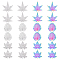 24pcs 6 styles 201 Stainless Steel Pendants, Etched Metal Embellishments, Leaf & Monstera Leaf & Leaf Charms, Mixed Color, 33.5~40x26~40x0.3mm, Hole: 1.2~1.6mm,  4pcs/style