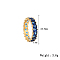 Golden Stainless Steel Finger Rings, Cubic Zirconia Rings, Blue, US Size 9(18.9mm)