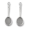 Brass Pendants, Cadmium Free & Nickel Free & Lead Free, Badminton Racket, Real Platinum Plated, 27x8x2mm, Hole: 1.6mm