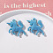 Flocking Resin Pendants, Unicorn Charm, Light Sky Blue, 32x42mm