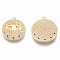 Brass Micro Pave Cubic Zirconia Pendants, Nickel Free, Flat Round with Eye, Real 18K Gold Plated, Colorful, 21.5x20x2.5mm, Hole: 1.2mm