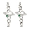 Brass Natural Shell Fold Over Clasps, Cadmium Free & Nickel Free & Lead Free, with Rhinestone, Heart Planet, Platinum, 67mm