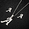 201 Stainless Steel Pendant Necklaces & Stud Earrings Sets, Letter A, 400mm