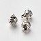 Carved Tibetan Style Alloy Round Charms, Antique Silver, 7x5.5mm, Hole: 1mm