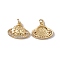 Brass Micro Pave Clear Cubic Zirconia Charms, with Jump Ring, Cadmium Free & Nickel Free & Lead Free, Rack Plating, Planet, Real 18K Gold Plated, 13.5x17x2.5mm, Hole: 3mm