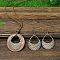 Bohemian Alloy & Wood Pendant Necklaces & Dangle Earrings Sets, Red Copper, Teardrop, 63x35mm