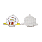 Christmas Theme Rack Plating Alloy Enamel Pendants, UFO with Santa Claus Charms, Platinum, 21.5x28x1.5mm, Hole: 1.8mm