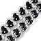 Handmade Lampwork Beads Strands, Hand Drawn Beads, with Enamel, Heart, Black, 12x12.5x7mm, Hole: 1mm, about 30pcs/strand, 13.39 inch(34cm)