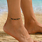 European Style Brass & Acrylic Round Beaded Anklets for Women, Black, Golden, 8-5/8 inch(220mm)