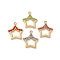 304 Stainless Steel Rhinestone Pendants, Ion Plating(IP), Star, Real 14K Gold Plated, Mixed Color, 14x12x2mm, Hole: 1.4mm