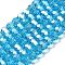Transparent Glass Beads, 32 Facets, AB Color Plated, Round, Deep Sky Blue, 6x5.5mm, Hole: 1.2mm, about 91~93pcs/strand, 19.57''~19.92''(49.7~50.6cm)
