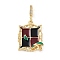 Brass Enamel Pendants, with Clear Cubic Zirconia, Cadmium Free & Nickel Free & Lead Free, Rectangle Charms, Real 18K Gold Plated, 25.5x19.5x6mm, Hole: 6x4mm