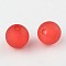 Transparent Acrylic Ball Beads, Frosted Style, Round, Red, 8mm, Hole: 2mm, about 1892pcs/500g