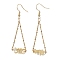 304 Stainless Steel with Natural Citrine Dangle Earrings, Golden, 60x20mm