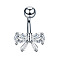 Clear Cubic Zirconia Belly Button Rings, Stainless Steel Piercing Navel Rings, Curved Barbell Body Jewelry for Women, Stainless Steel Color, Bowknot, 8~13mm, Bar: 10x1.5mm