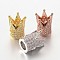 Brass Micro Pave Cubic Zirconia Beads, Crown, Lead Free & Nickel Free, Mixed Color, 12x9mm, Hole: 1mm and 5mm