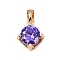 Brass Micro Pave Cubic Zirconia Pendants, Rhombus Charms, Long-Lasting Plated, Lead Free & Cadmium Free, Lilac, 14.5x12.5x7.5mm, Hole: 4.5x3mm