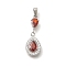 304 Stainless Steel Micro Pave Cubic Zirconia Pendants, Teardrop, 23.5x8.5x3.5mm, Hole: 4.5x2.5mm