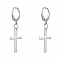 Tarnish Resistant 304 Stainless Steel Leverback Earrings, with 201 Stainless Steel Cross Pendants, Stainless Steel Color, 36mm, Pin: 0.6x0.8mm