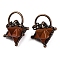 Natural Red Jasper Merkaba Star Pendants, Brass Star Charms with Jump Rings, Red Copper, 35x31x20mm, Hole: 6mm
