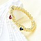 Brass Micro Pave Cubic Zirconia Open Cuff Rings for Women, Cadmium Free & Lead Free, Heart, Faceted, Real 16K Gold Plated, 4mm, Inner Diameter: 18mm