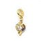 Brass Pave Clear Cubic Zirconia European Dangle Charms, Colorful Enamel Mermaid with Heart Large Hole Pendants, Long-Lasting Plated, Rack Plating, Cadmium Free & Lead Free, Golden, 25mm, Hole: 3.8mm