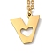 304 Stainless Steel Pendant Necklaces, Letter, Letter V, 15.75 inch(40cm), Pendant: 15x14.5x1.5mm