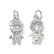 Brass Micro Pave Cubic Zirconia Pendants, Cadmium Free & Nickel Free & Lead Free, with Jump Ring, Boy Charms, Platinum, 16x8x4mm, Hole: 3.4mm