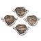 Natural Picture Links Connectors, with Light Gold Plated Brass Edge and Iron Loop, Heart, 19~20x27~28x6mm, Hole: 2mm