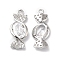 Brass Pave Cubic Zirconia with Glass Pendants, Cadmium Free & Nickel Free & Lead Free, Candy, Platinum, 20x8.5x3mm, Hole: 1.4mm