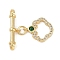 Brass Micro Pave Clear Cubic Zirconia Toggle Clasps, Cadmium Free & Nickel Free & Lead Free, with Glass, Real 18K Gold Plated, Rings: 14.5x12.5x2mm, Hole: 1mm, Bar: 21x6x4.5mm, Hole: 1.2mm