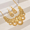 Brass Hollow Round Earrings & Necklaces Sets for Women, Golden