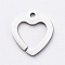 Non-Tarnish 304 Stainless Steel Charms, Cut-Out, Manual Polishing, Hollow, Unwelded Heart, Stainless Steel Color, 9x8x1mm, Hole: 0.8mm