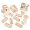PandaHall Wood Place Card Holders 18pcs 3 Styles Pinewood Table Number Stands Cube Rectangle Column Sign Holders for Wedding Party Dinner Home Photo Display Business Name Card, 1.1~2.7