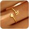 Brass Cuff Rings, Heart and Letter, Golden, Letter W, Inner Diameter: 17~19mm