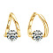 Brass Micro Pave Clear Cubic Zirconia Flat Round Hoop Earrings, Golden, 10mm